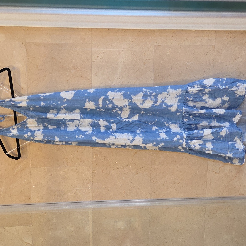 WOMEN'S CENTRAL PARK WEST HALTER SUN MAXI DRESS BLUE AND WHITE $120
